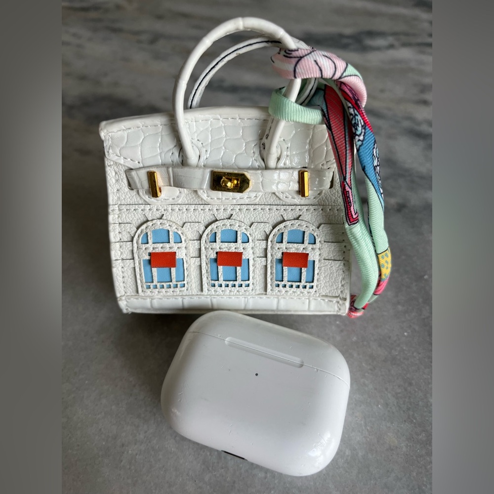 Mini Purse Bag Keychain Charm AirPod Pouch Holder Case Miniature Handbag White